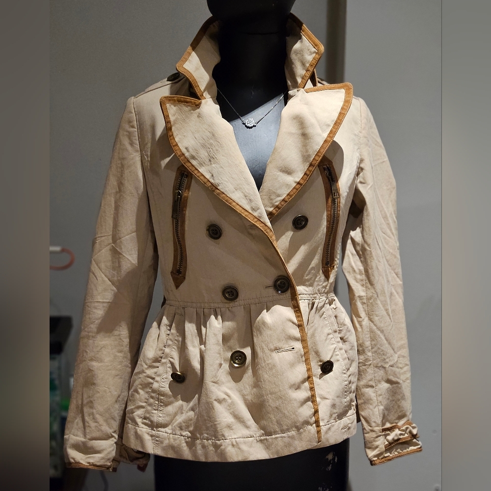 Burberry Tan Double-Breasted Trench Coat